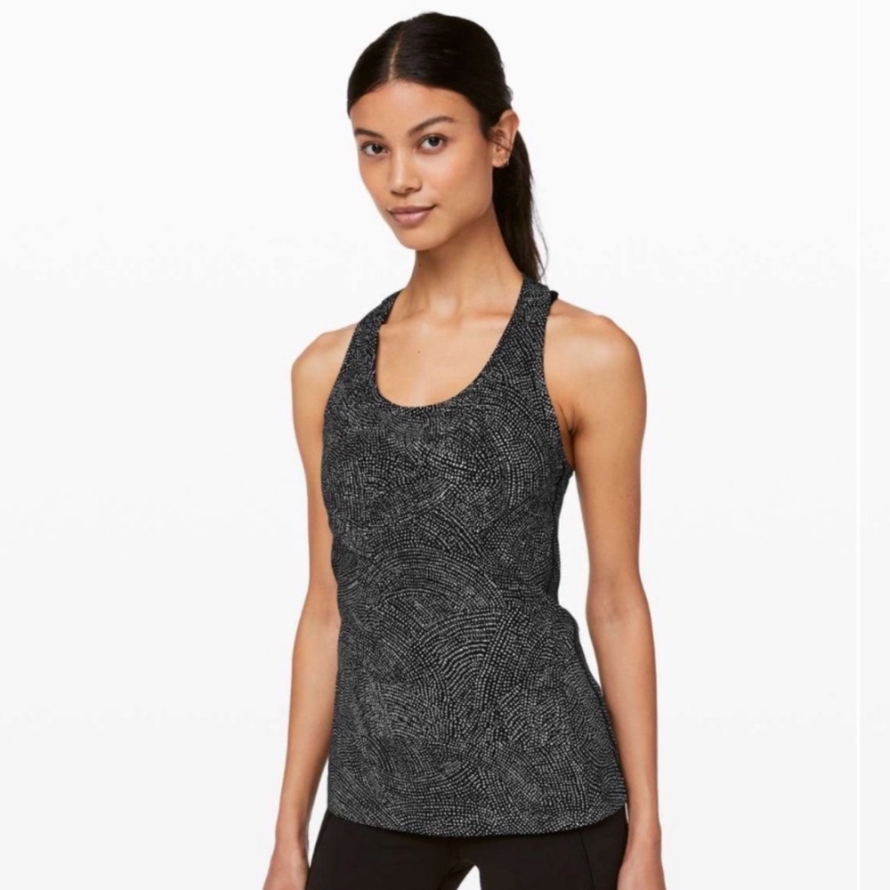 Lululemon Cool Racerback II *Nulu Free Spirit Ice Grey Black Size 6